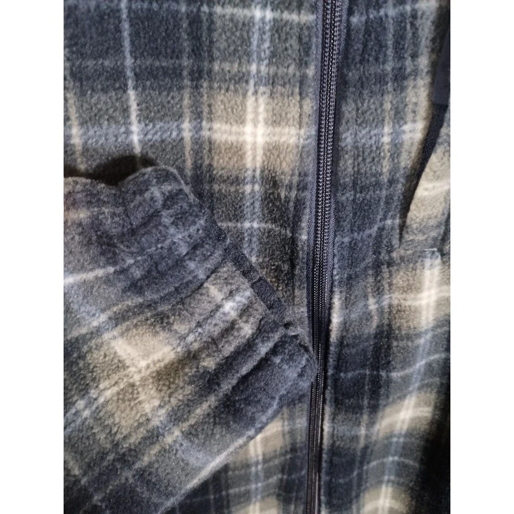 Kingsize Mens Big Tall Navy Plaid Fleece Full Zip Pockets Sweater Size 3XL